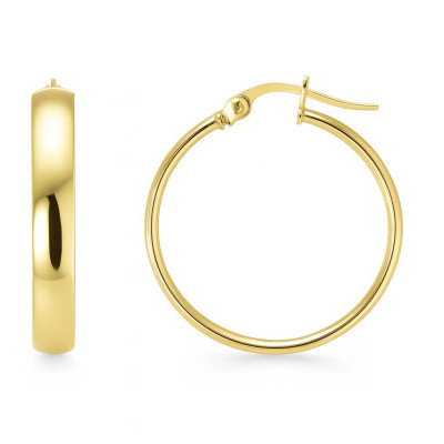 Boucles d'oreilles Créoles Section Ovale 4mm x 22mm  Or Jaune 375