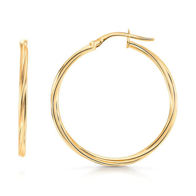 Boucles d'oreilles Créoles Torsadées 1.8mm x 30mm Or Jaune 375