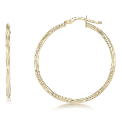 Boucles d'oreilles Créoles Torsadées 1.8mm x 34mm Or Jaune 375