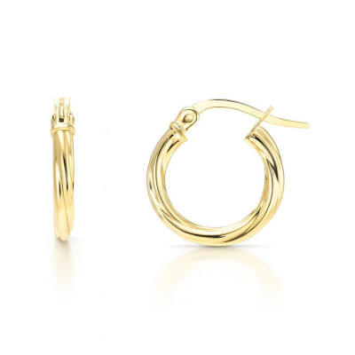 Boucles d'oreilles Créoles Torsadées 2.3mm x 14mm Or Jaune 375