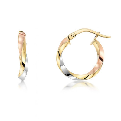 Boucles d'oreilles Créoles Torsadées 2.5mm x 15mm 3 Ors 375