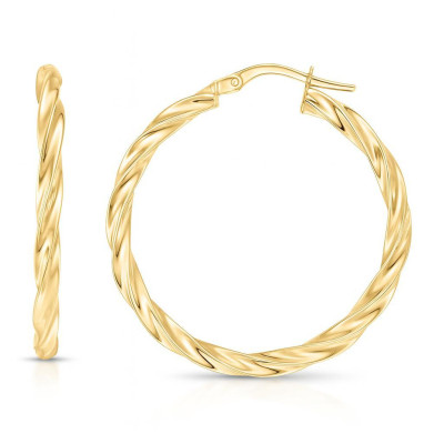Boucles d'oreilles Créoles Torsadées 2.5mm x 25mm Or Jaune 375