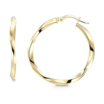 Boucles d'oreilles Créoles Torsadées 2.5mm x 35mm Or Jaune 375