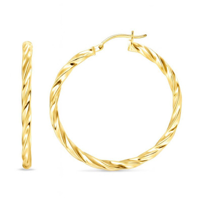 Boucles d'oreilles Créoles Torsadées 2.5mm x 35mm Or Jaune 375