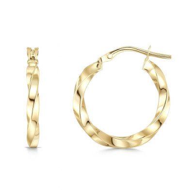 Boucles d'oreilles Créoles Torsadées 2.7mm x 19mm Or Jaune 375