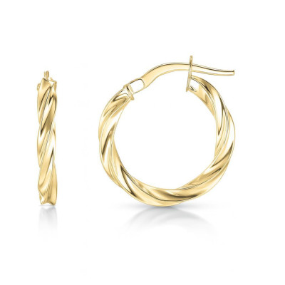 Boucles d'oreilles Créoles Torsadées 2.8mm x 20mm Or Jaune 375