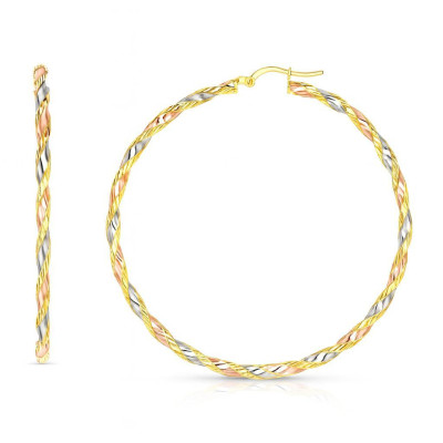 Boucles d'oreilles Créoles Torsadées 2.8mm x 45mm 3 Ors 375