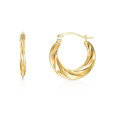 Boucles d'oreilles Créoles Torsadées 2mm x 15mm Or Jaune 375