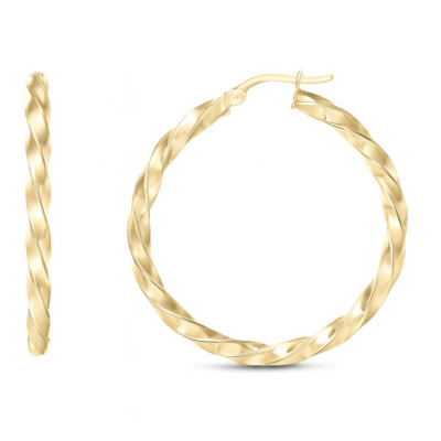 Boucles d'oreilles Créoles Torsadées 3.2mm x 35mm Or Jaune 375
