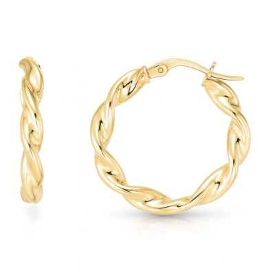 Boucles d'oreilles Créoles Torsadées 3.5mm x 22mm Or Jaune 375