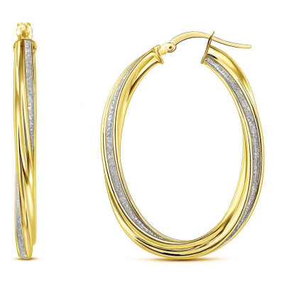 Boucles d'oreilles Créoles torsadées 3.6mm x 40mm 2 Ors 375