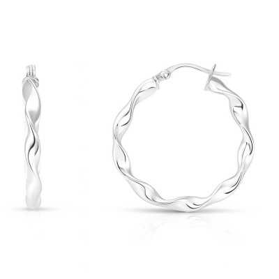 Boucles d'oreilles Créoles Torsadées 3mm x 25mm Or Blanc 375