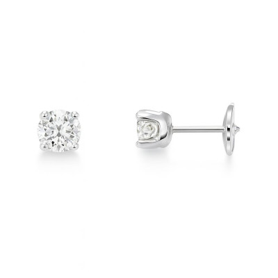 Boucles d'oreilles Diamant 1 Carat Or Blanc 750