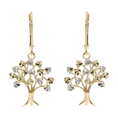 Boucles d'oreilles dormeuses Arbre de vie 2 ors 375
