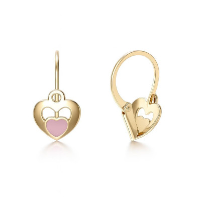 Boucles d'oreilles Dormeuses Motif Coeur en Or 375 