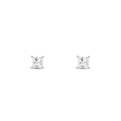 Boucles d'oreilles en Argent 925 et Oxyde de Zirconium Carré 3mm