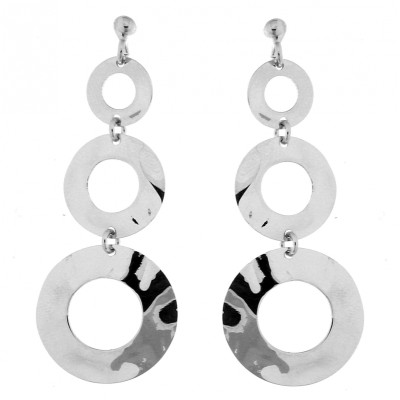Boucles d'oreilles en Argent 925 rhodié et motifs ronds