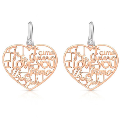 Boucles d'oreilles en Argent 925 rhodié et rosé avec motif coeur