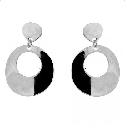 Boucles d'oreilles en Argent 925 rhodié motifs ronds