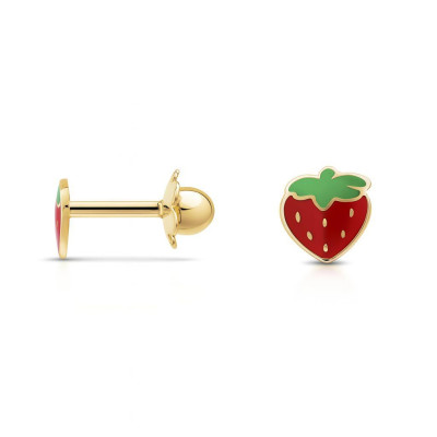 Boucles d'oreilles Fraise Or Jaune 375 
