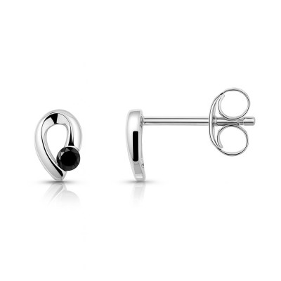 Boucles d'oreilles Goutte Argent Oxyde de Zirconium Noir