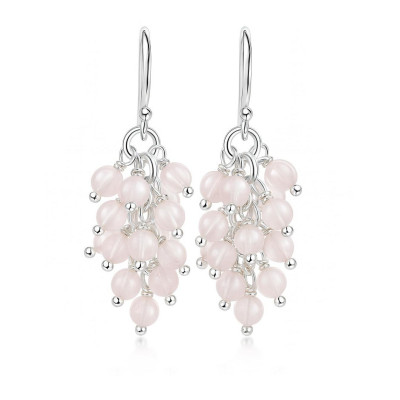 Boucles d'oreilles Grappes Quartz Rose