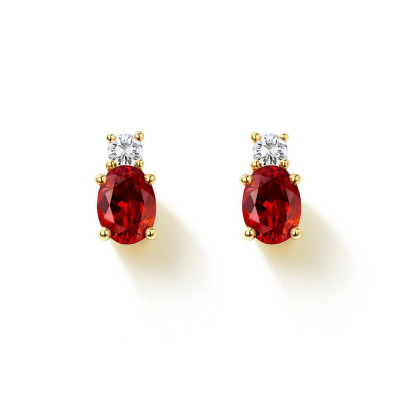 Boucles d'oreilles grenat 4x3mm et Oxyde de zirconium