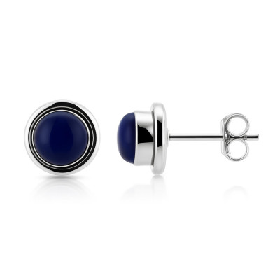 Boucles d'oreilles Lapis Lazuli Cabochon 8mm en Argent