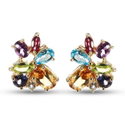 Boucles d'oreilles Motif floral en Or Jaune 375 et pierres fines