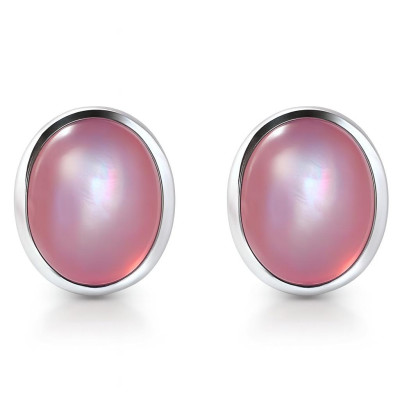 Boucles d'oreilles Nacre rose Ovale 14x16mm