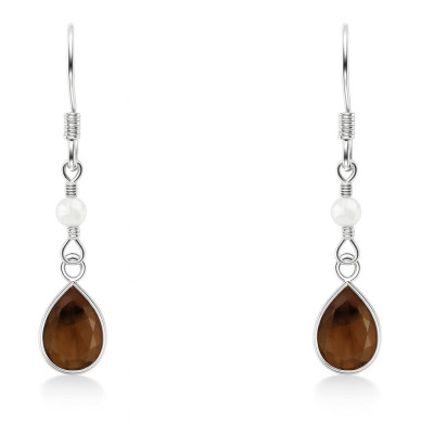 Boucles d'oreilles Oeil de tigre et Labradorite sur  Argent