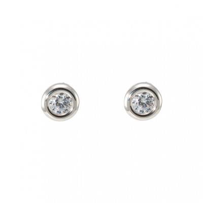 Boucles d'oreilles Or 375 2 tons Oxyde de zirconium 4mm