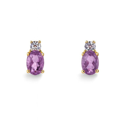 Boucles d'oreilles Or Améthystes 4x3mm et Oxydes de zirconium