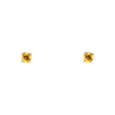 Boucles d'oreilles Or Blanc 375 Citrine 3mm