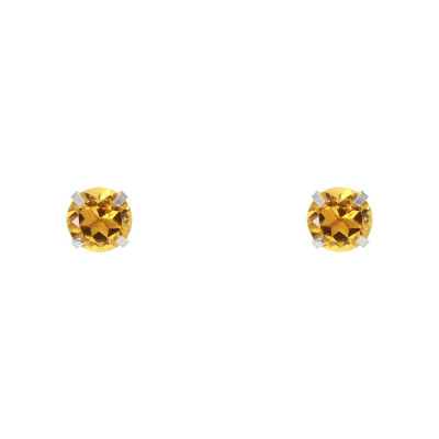 Boucles d'oreilles Or Blanc 375 Citrine 5mm