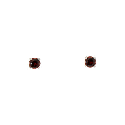 Boucles d'oreilles Or Blanc 375 Grenat 3mm