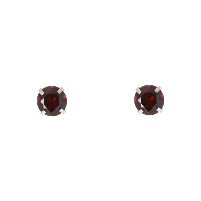 Boucles d'oreilles Or Blanc 375 Grenat 5mm