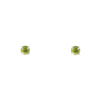 Boucles d'oreilles Or Blanc 375 Péridot 3mm