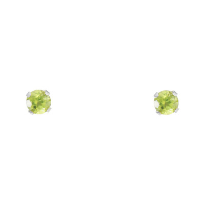 Boucles d'oreilles Or Blanc 375 Péridot 4mm