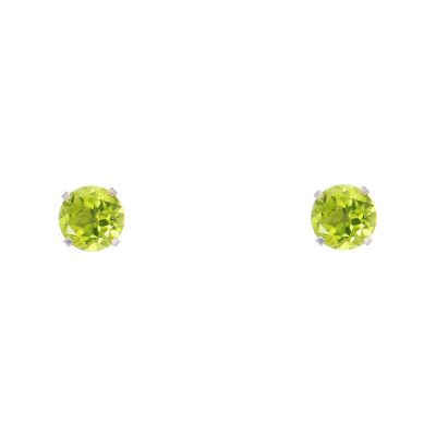 Boucles d'oreilles Or Blanc 375 Péridot 5mm