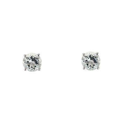 Boucles d'oreilles Or Blanc 750 Aigue Marine 5mm