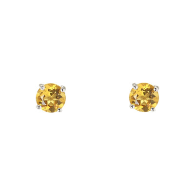 Boucles d'oreilles Or Blanc 750 Citrine 5mm