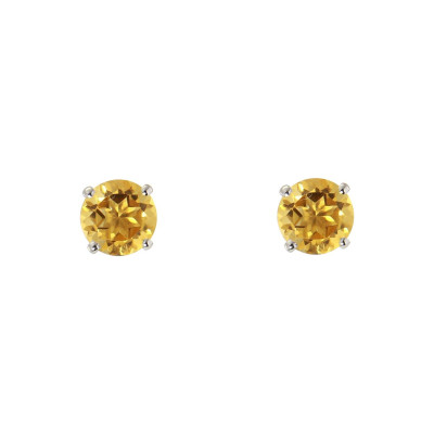 Boucles d'oreilles Or Blanc 750 Citrine 6mm