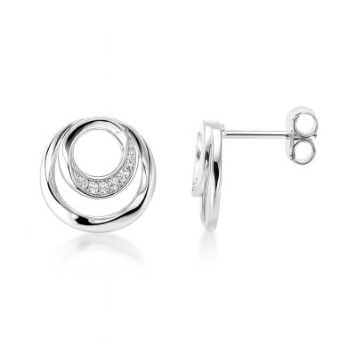 Boucles d'oreilles Or Blanc 750  Diamant  0.04 carat