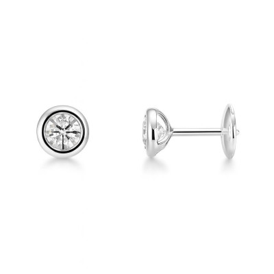 Boucles d'oreilles Or Blanc 750 Diamant 0.61 carat