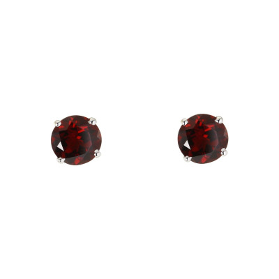 Boucles d'oreilles Or Blanc 750 Grenat 6mm