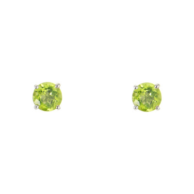 Boucles d'oreilles Or Blanc 750 Péridot 5mm
