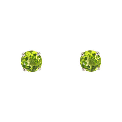 Boucles d'oreilles Or Blanc 750 Péridot 6mm