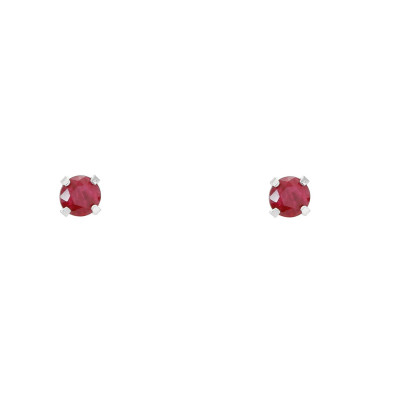 Boucles d'oreilles Or Blanc 750 Rubis 3mm