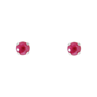 Boucles d'oreilles Or Blanc 750 Rubis 5mm